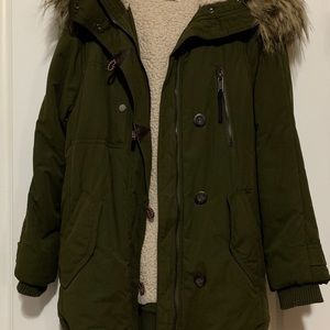 Zara Faux Fur hood jacket. Size M